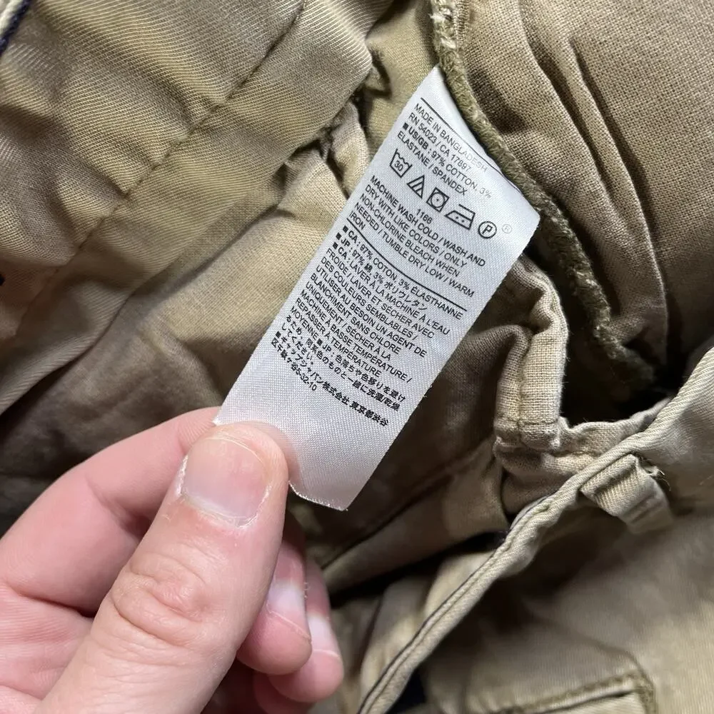 Banana Republic Lived-In Chino Pants 36x30 Athletic Fit Stretch Khaki Tan Mens